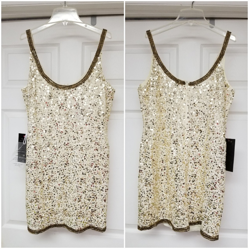 Bebe New Years Eve Ethereal Girl Sequined Mini Dress